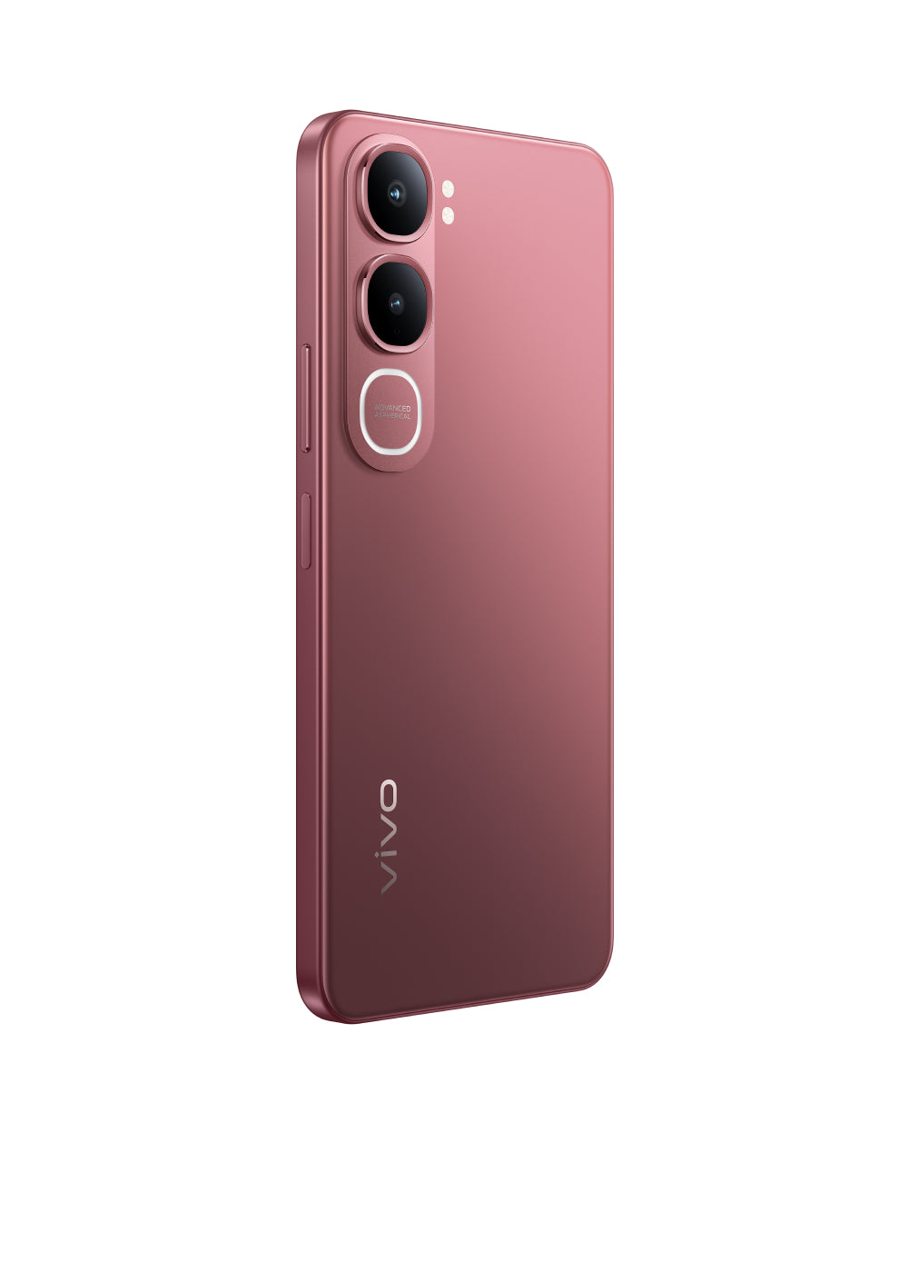 vivo Y21d in Coral Red, official back with the circular dual camera island